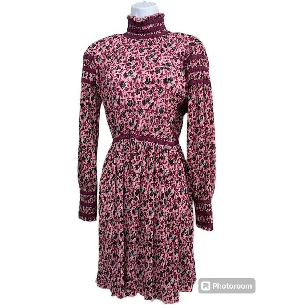 Zac Posen Floral Dress Pink High Neck Cottagecore‎ Romantic Fairycore Ditsy